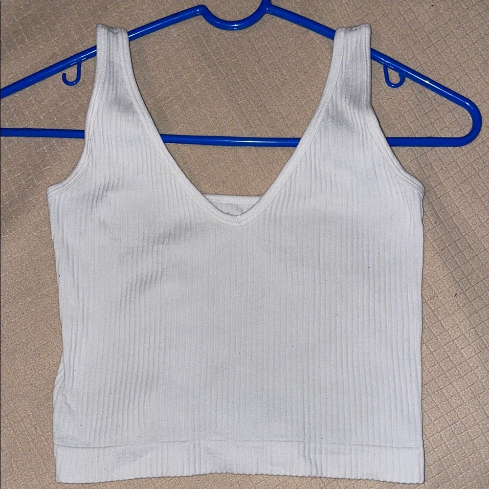 White Ribbed Women's Top